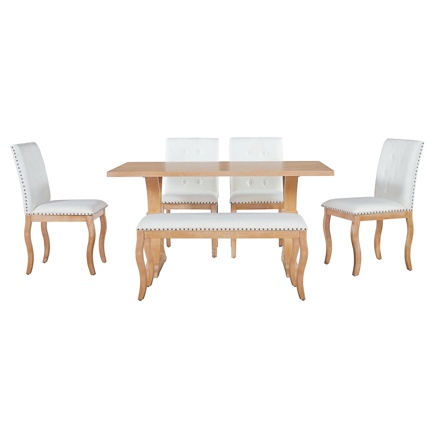Dining Set With Bench, 6 Piece