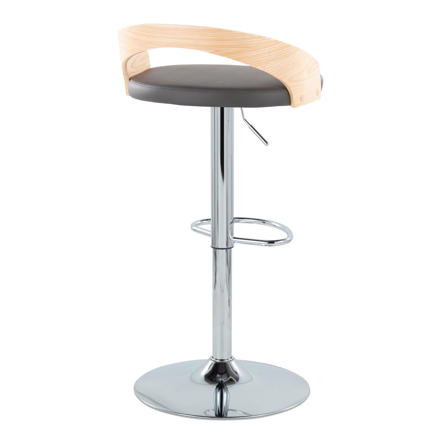 Grotto - Mid Century Modern Adjustable Height Barstool &amp; Swivel With Oval Footrest (Set of 2)