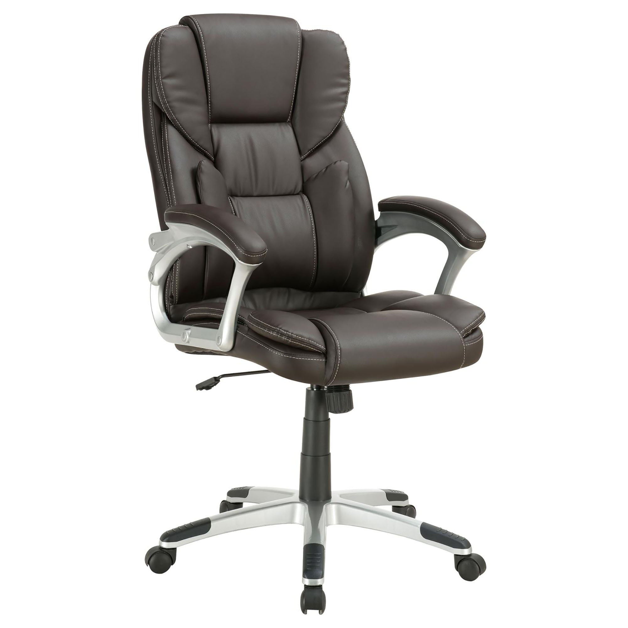 Swivel Office Chair With Armrests, Adjustable Height - Brown