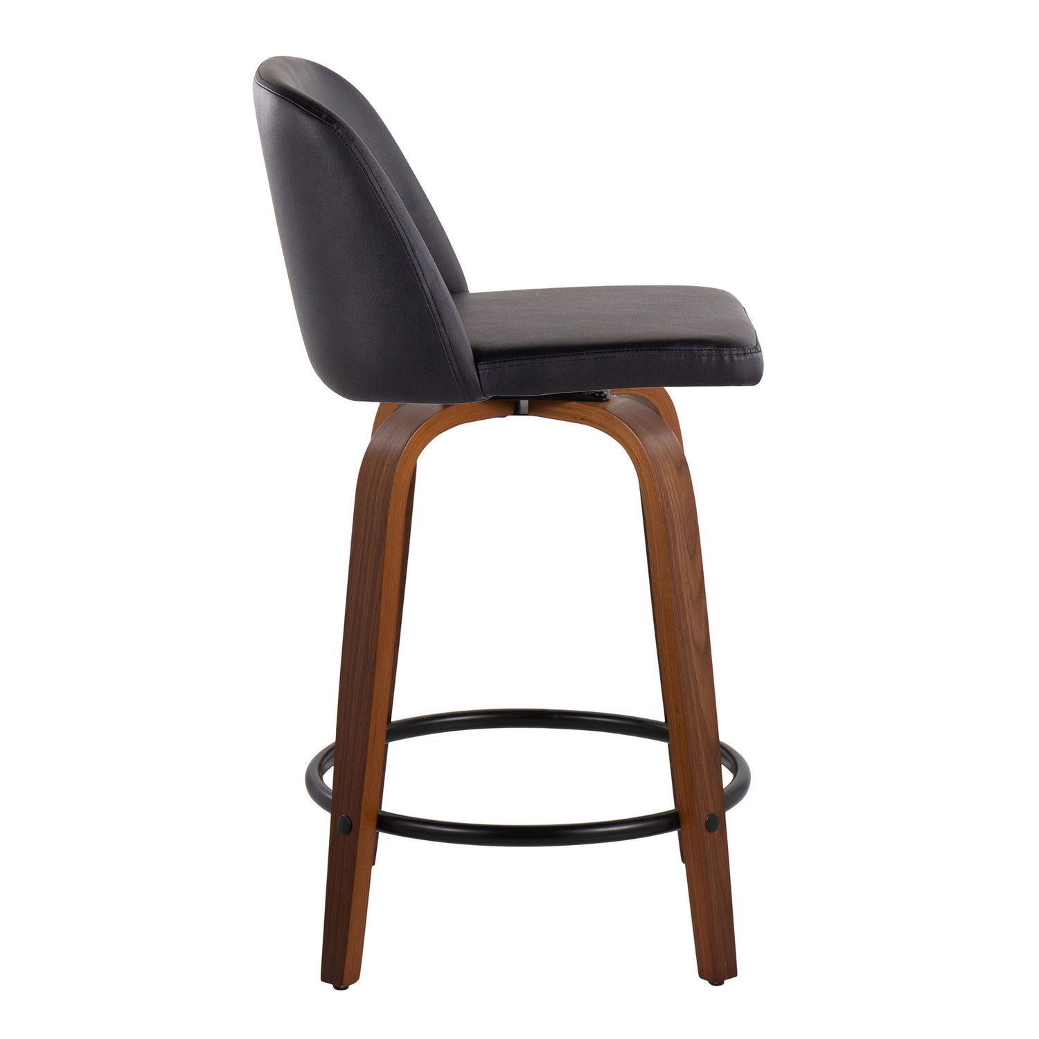 Toriano - Mid Century Modern, Fixed Height Counter Stool &amp; Swivel And Round Footrest (Set of 2)
