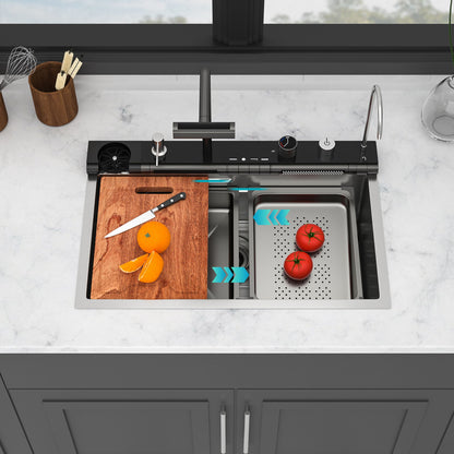 30&quot; Single Bowl Kitchen Sink With Smart LED Faucet