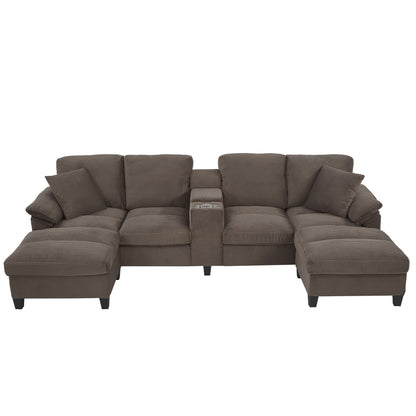 Modern U-Shaped Sectional Sofa With Storage Ottomans
