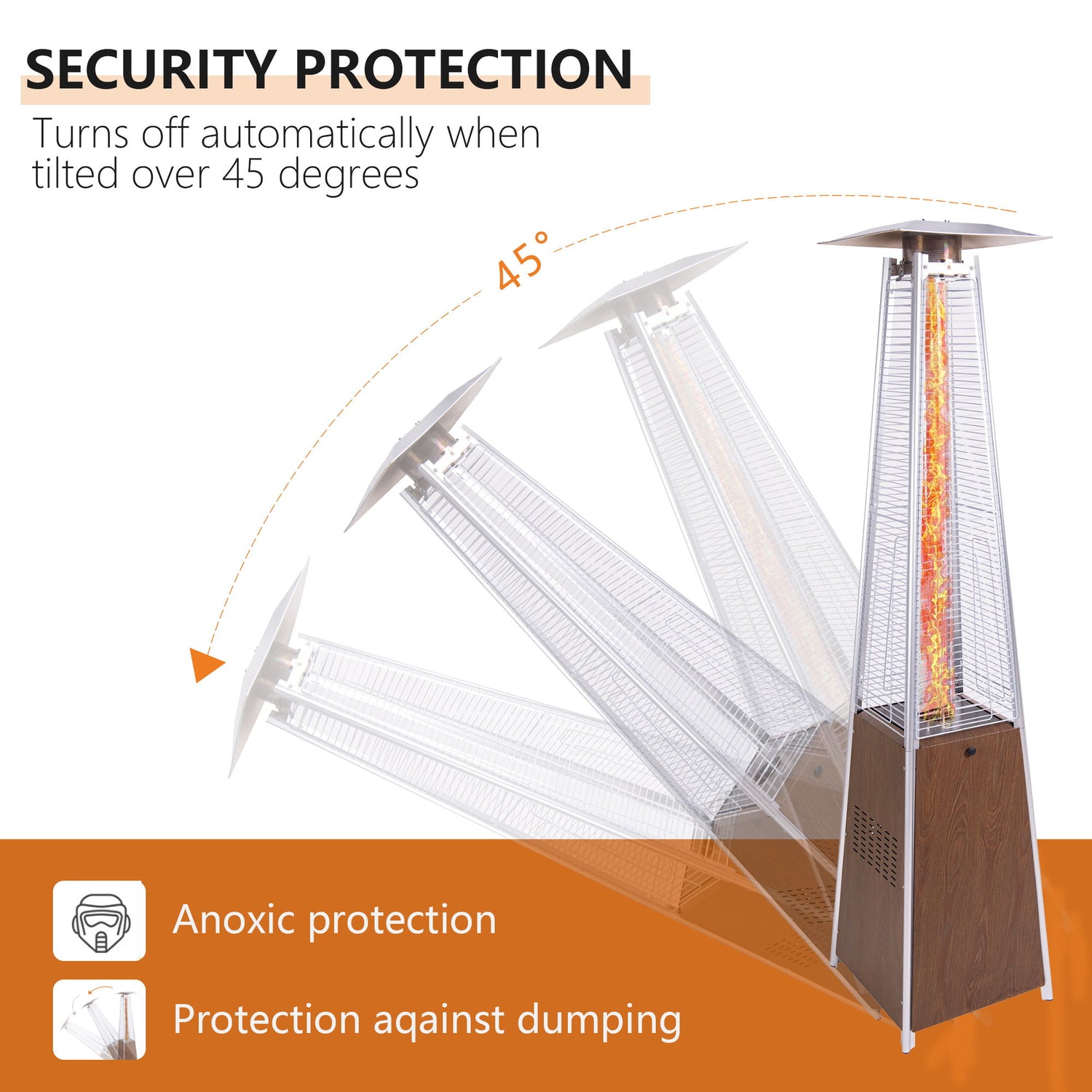 Patio Heater With Detachable Wheels, Protective Cover