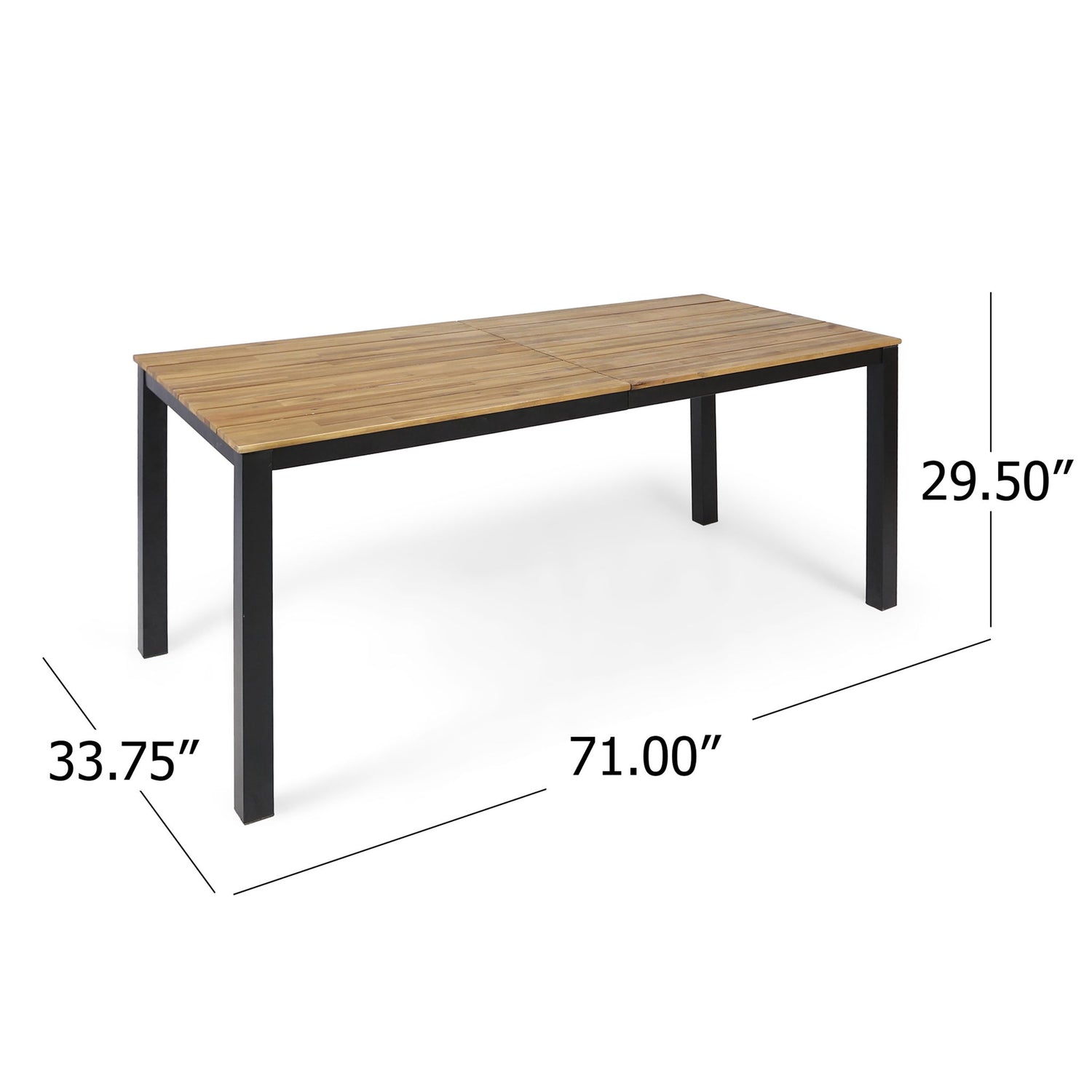 3 Piece Outdoor Dining Set, Rectangular Patio Table &amp; 2 Benches - Black / Teak