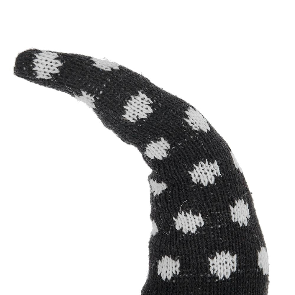 Sitting Gnome With Broomstick &amp; Soft Legs, For Halloween Decor - Black White