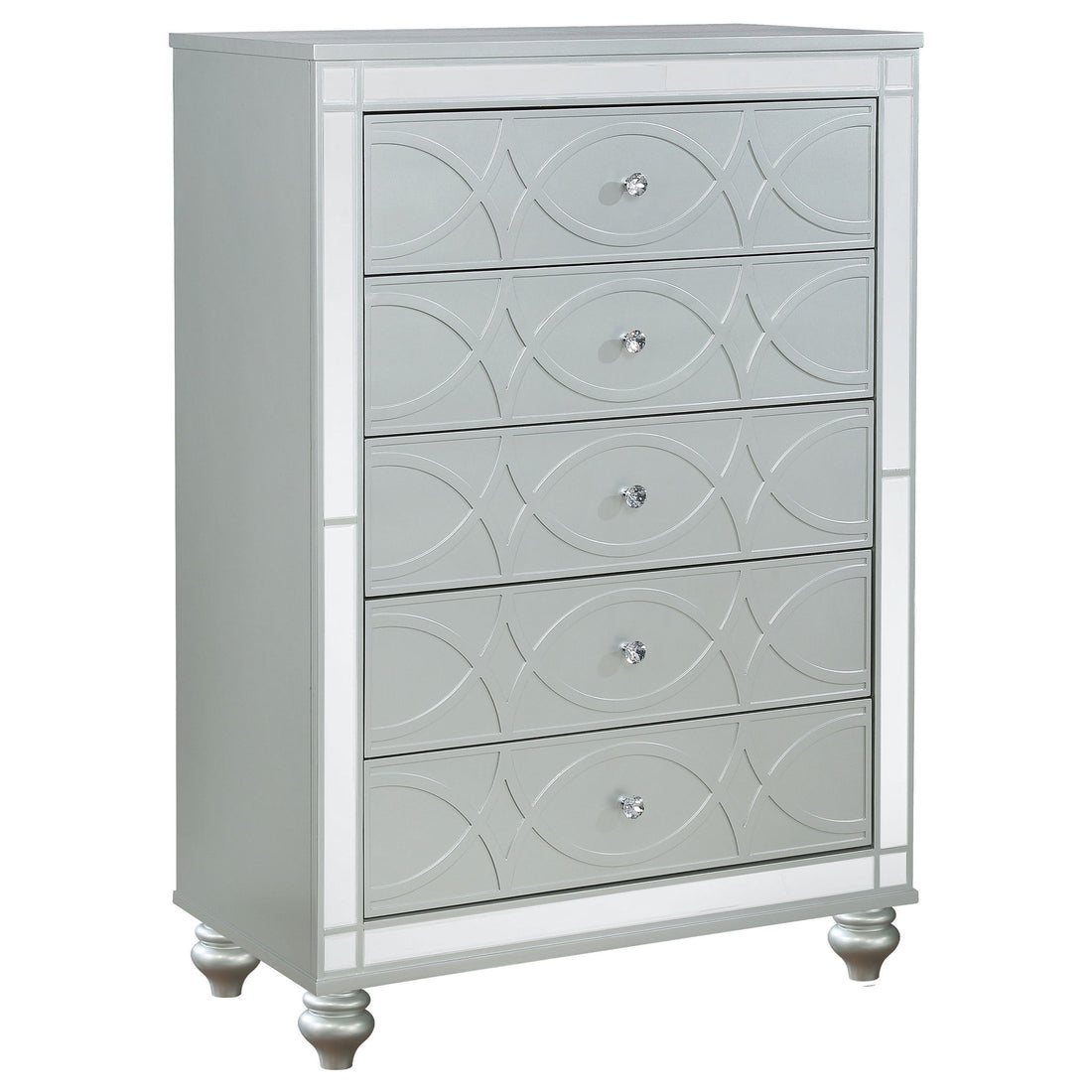 Arabesque - 5 Drawer Bedroom Chest - Silver