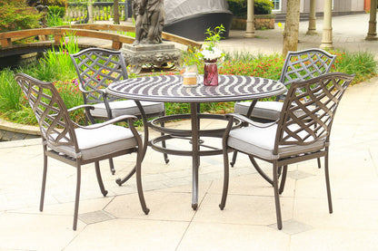 Round 49&quot; Long Aluminum Dining Set With Cushions