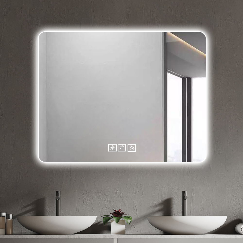28&quot; Bathroom Mirror With LED Lights Front And Backlit, Anti-Fog Lighted Vanity Mirrors For Wall Mounted And 5 Level Dimmable, Horizontal / Vertical - Clear
