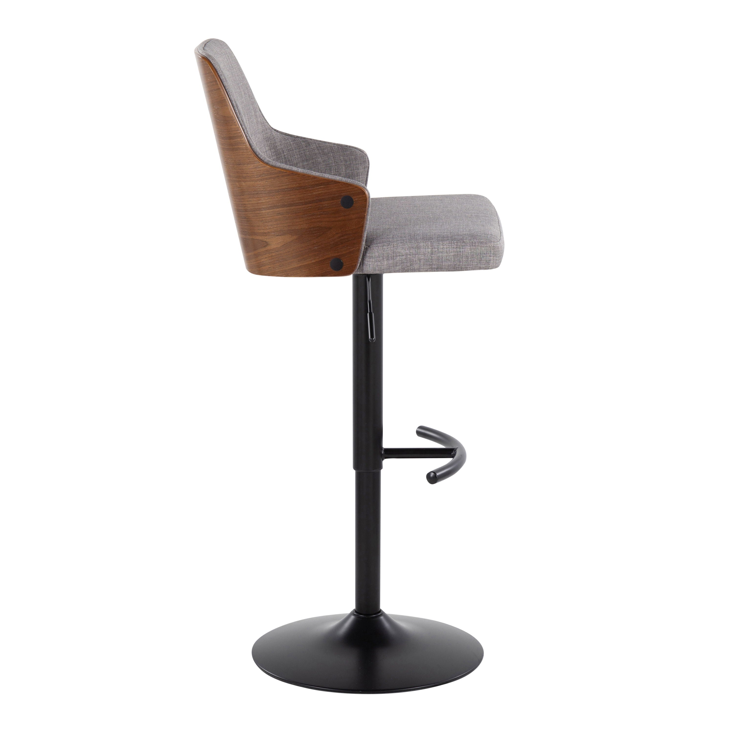 Stella - Contemporary Adjustable Barstool Stool &amp; Swivel With Rounded T Footrest (Set of 2)