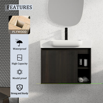 Wall Mounted Bathroom Vanity With Sink, Soft Close Door