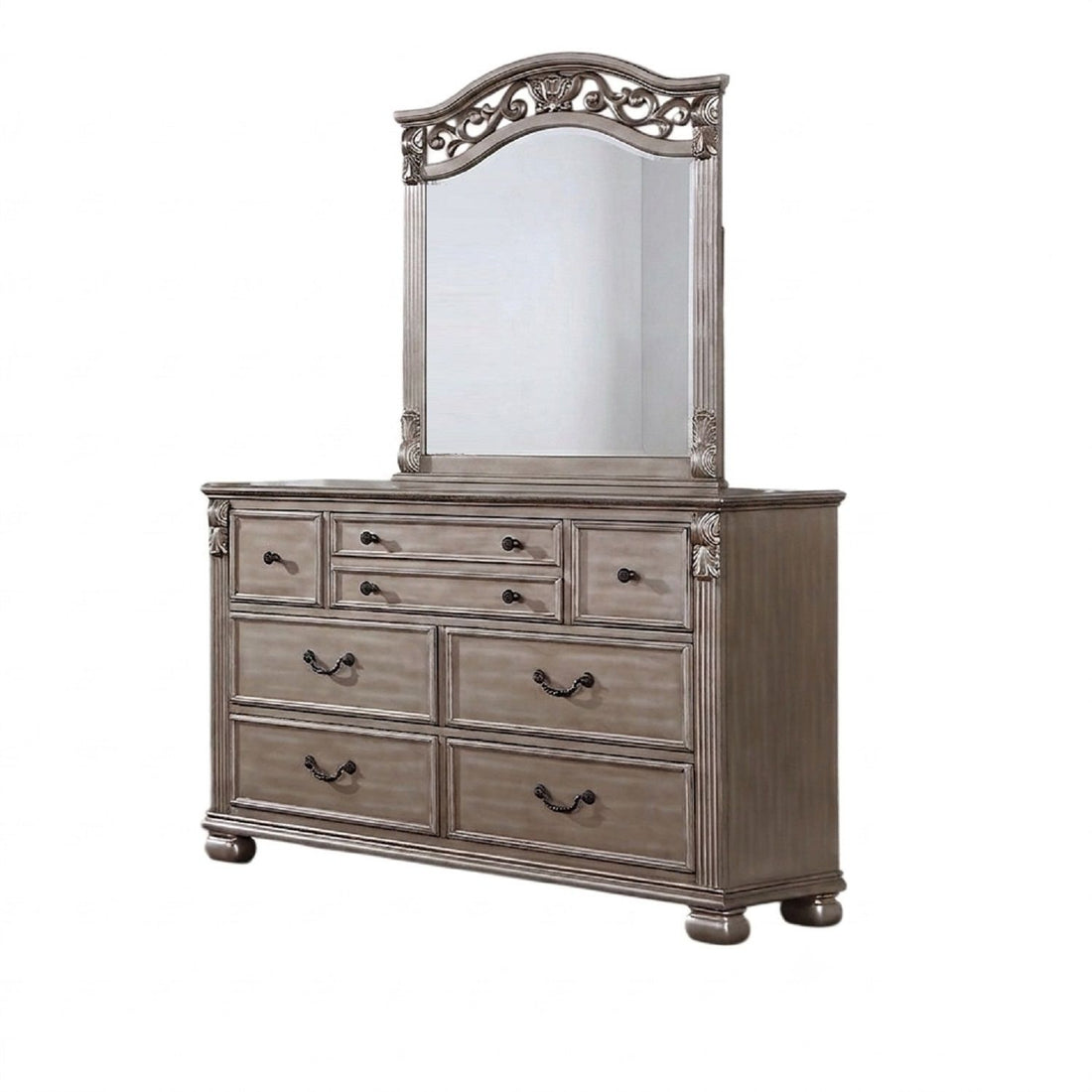 Dresser And Mirror - Antique Silver