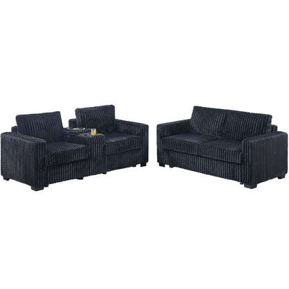 Modern Style 2 Piece Sofa Set With Cup Holders &amp; Charging Port