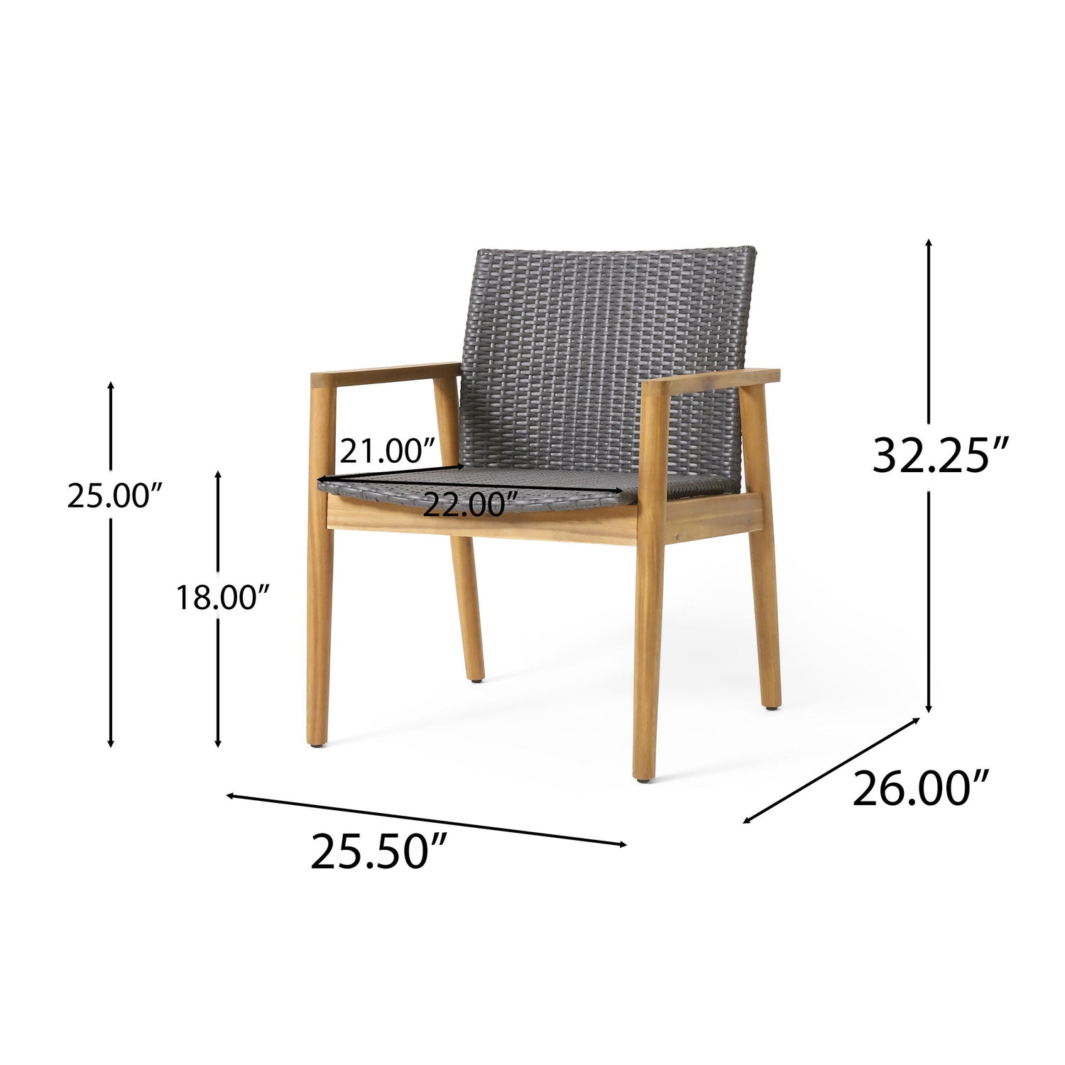 Tranquilize - Outdoor Wooden Club Chair With Woven Wicker Seat And Back (Set of 2) - Light Brown