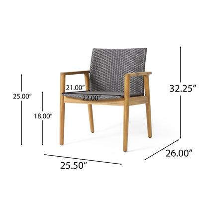 Tranquilize - Outdoor Wooden Club Chair With Woven Wicker Seat And Back (Set of 2) - Light Brown