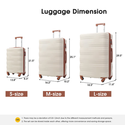 Hardshell Luggage Sets 3 Pieces Spinner Suitcase With Tsa Lock Lightweight 20&quot; 24&quot; 28&quot;
