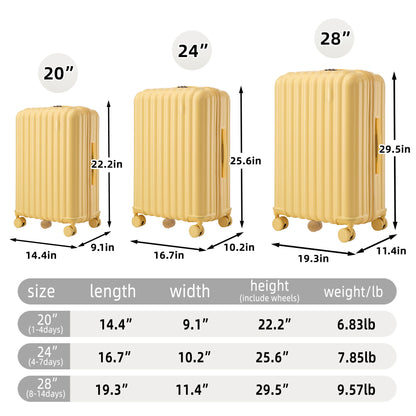 20&quot; / 24&quot; / 28&quot; 3 Pieces / Set Spinner Wheel Luggage, Carry On Suitcase, With Cup Holder &amp; USB Port &amp; Phone Holder