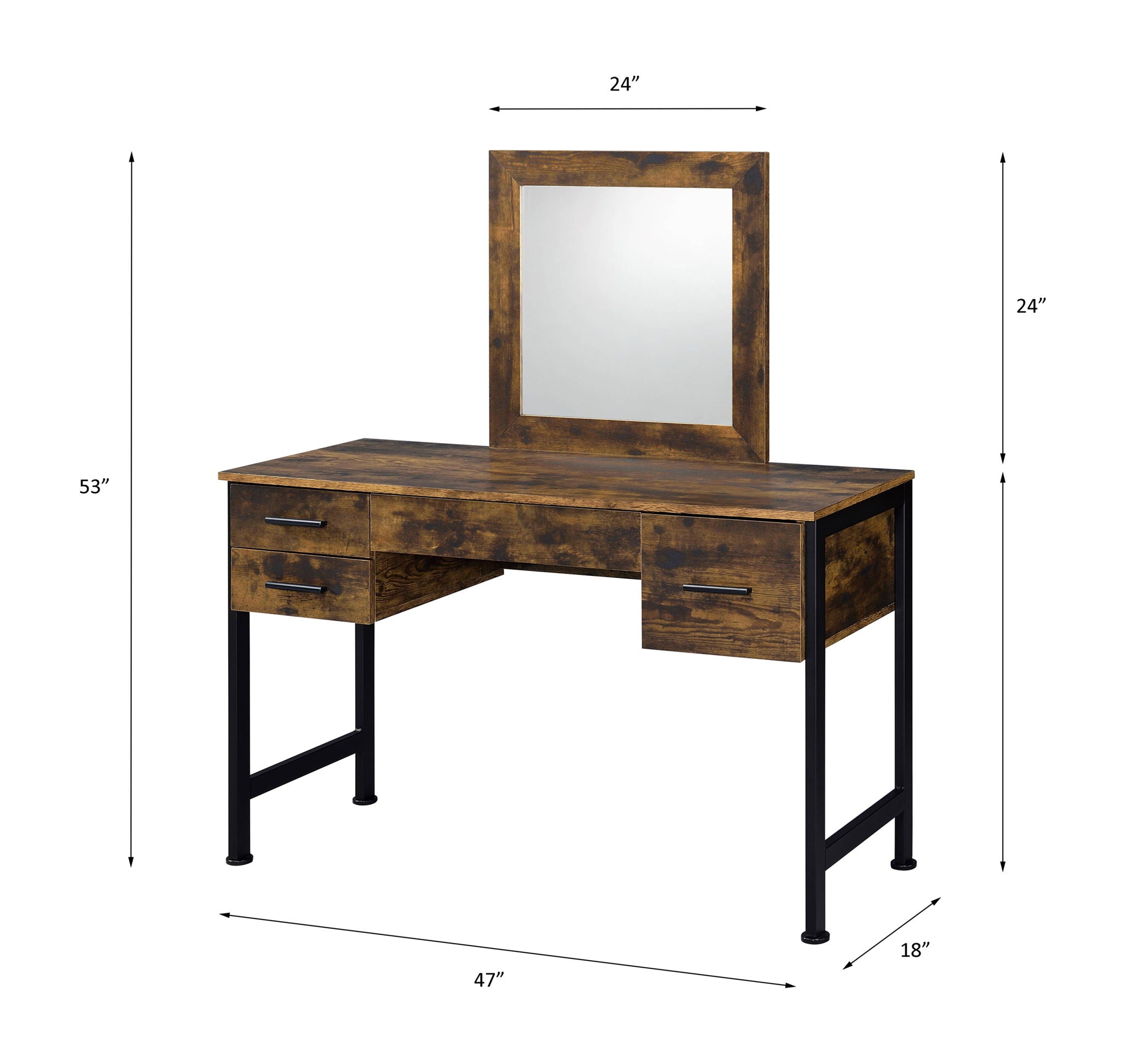 Juvanth - Rustic Vanity Desk Mirror - Oak