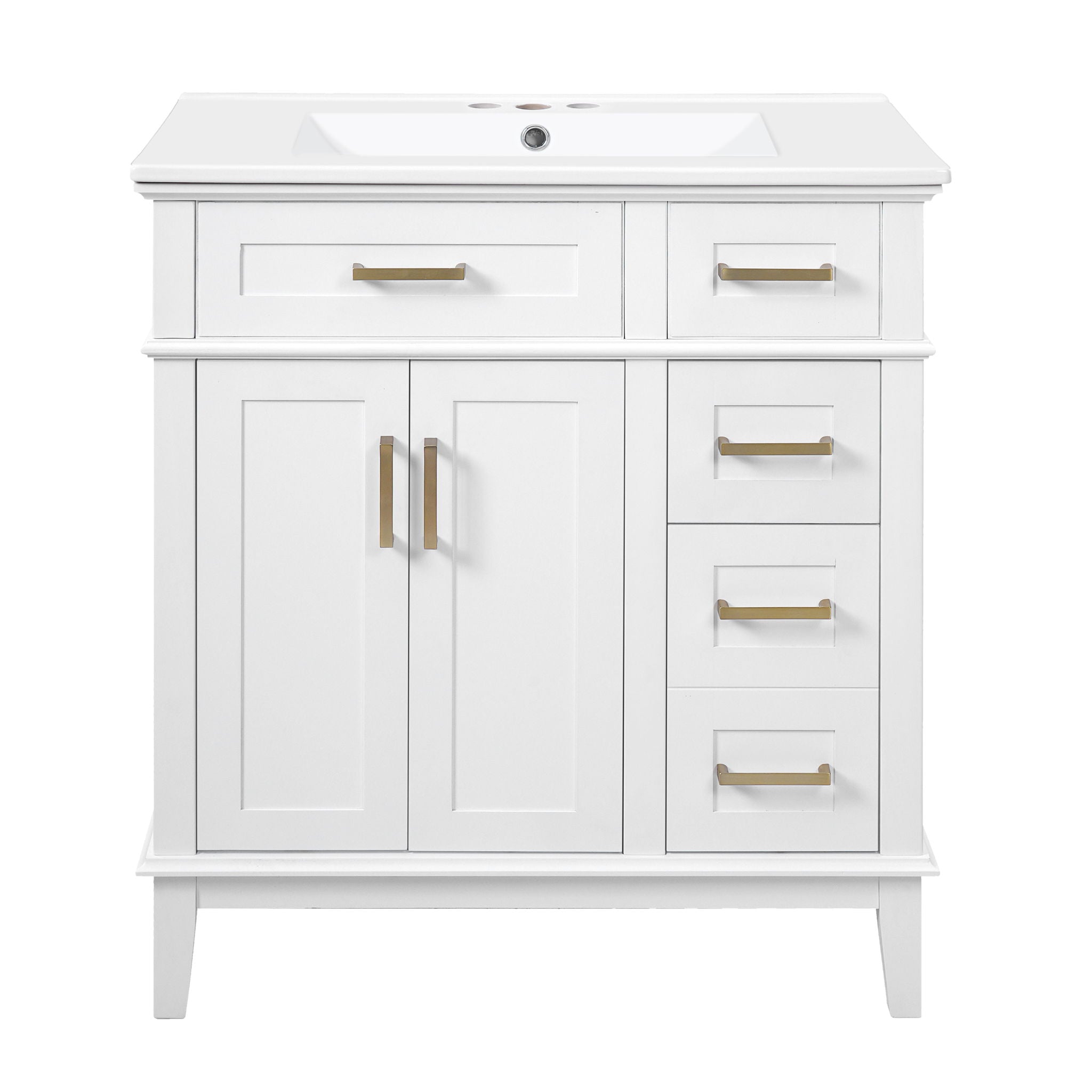 Modern Bathroom Vanity With Sink, Storage Cabinet, Soft Close Doors, Deep &amp; Standard Drawers