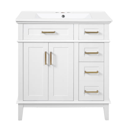 Modern Bathroom Vanity With Sink, Storage Cabinet, Soft Close Doors, Deep &amp; Standard Drawers