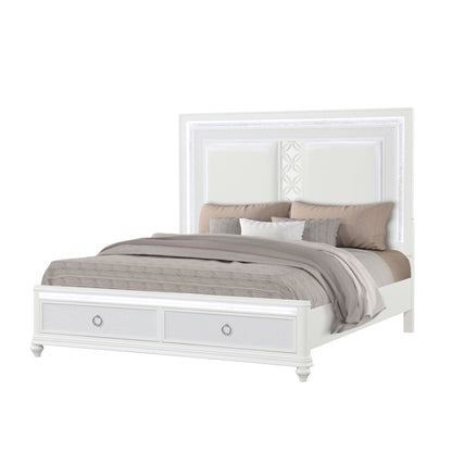 Abigale - Bed &amp; LED Lighting And 2 Drawer Storage Footboard