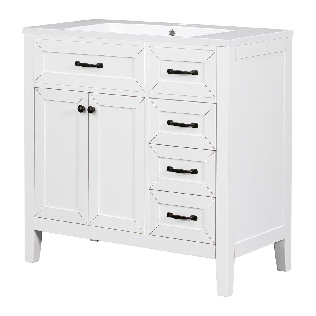 Modern Bathroom Vanity With Sink, Freestanding With Drawers And Doors