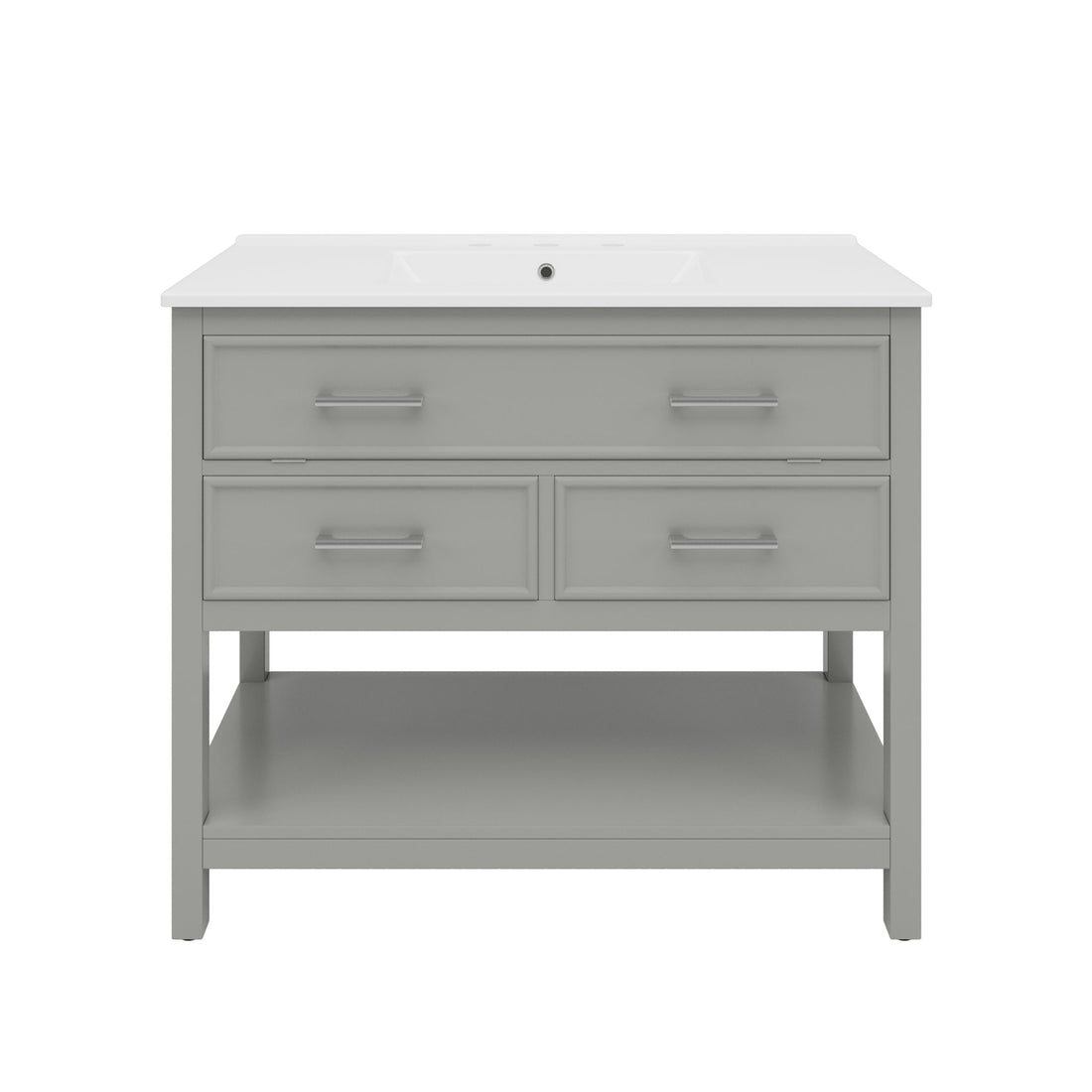 Bathroom Vanity With Ceramic Sink, Tip Out Tray &amp; 2 Full Extension Drawers