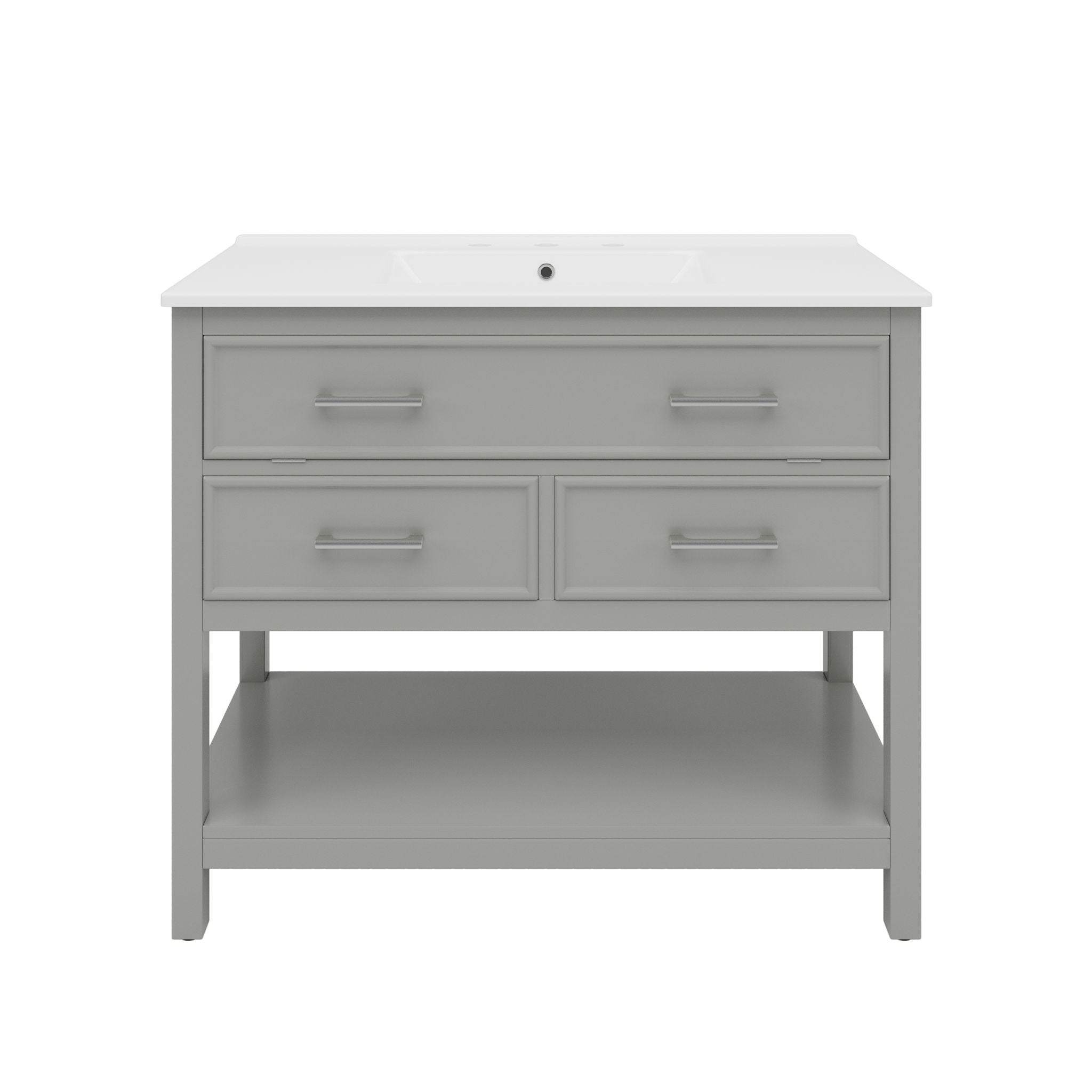 Bathroom Vanity With Ceramic Sink, Tip Out Tray &amp; 2 Full Extension Drawers