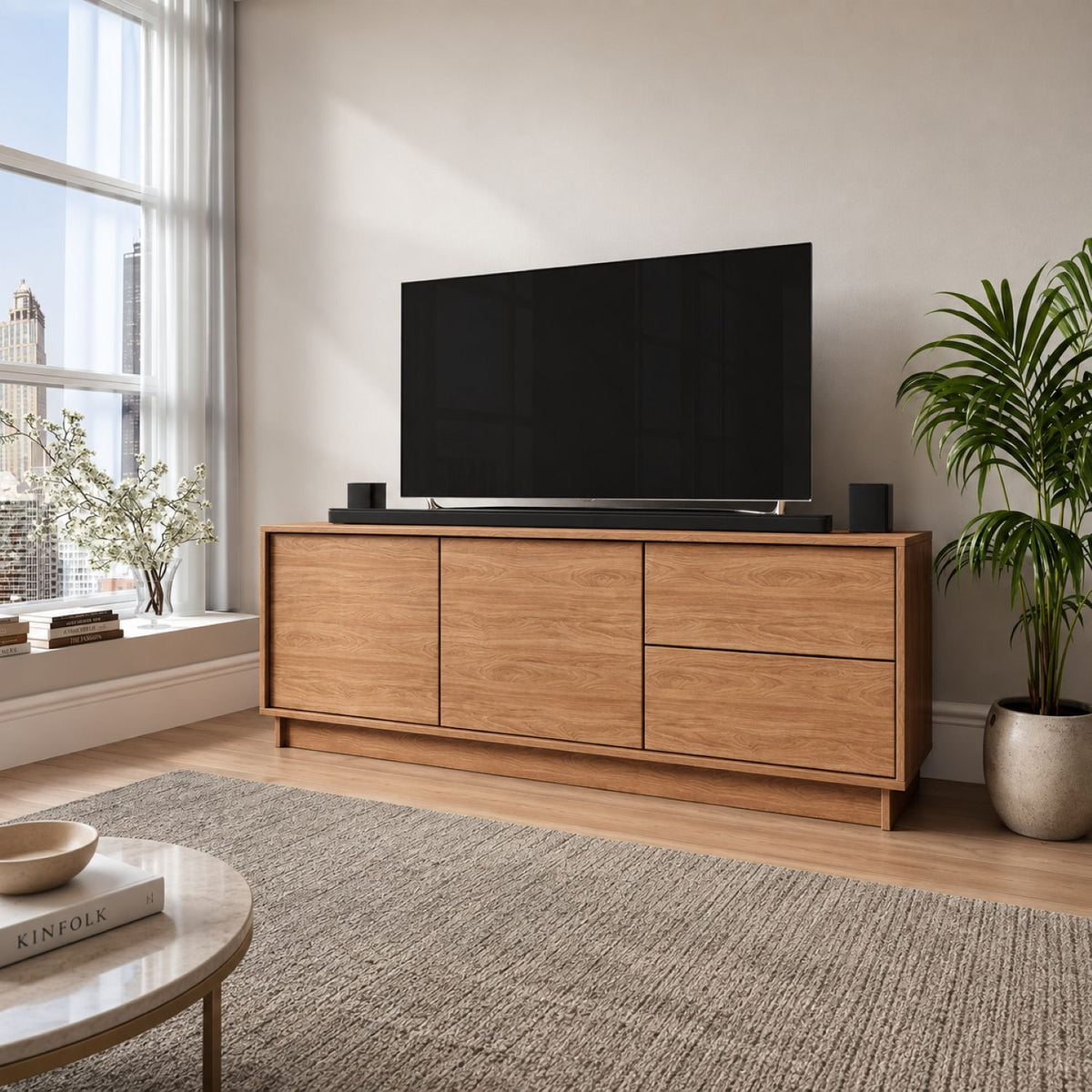 TV Stand For TVs Up To 60" With 2 Doors And 2 Drawers