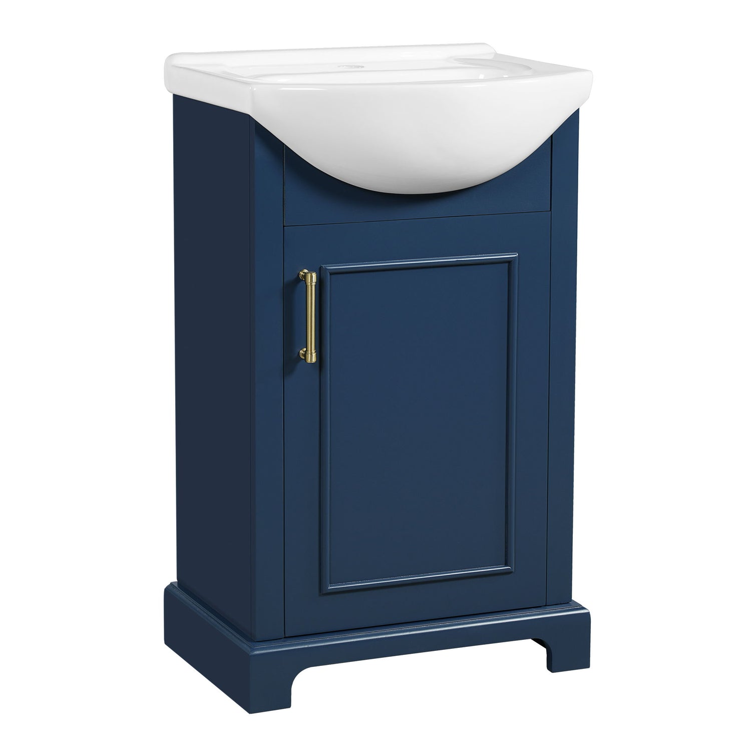 Bathroom Vanity With Bulged Sink, Cabinet, Soft-Close Door, Freestanding Single Unit