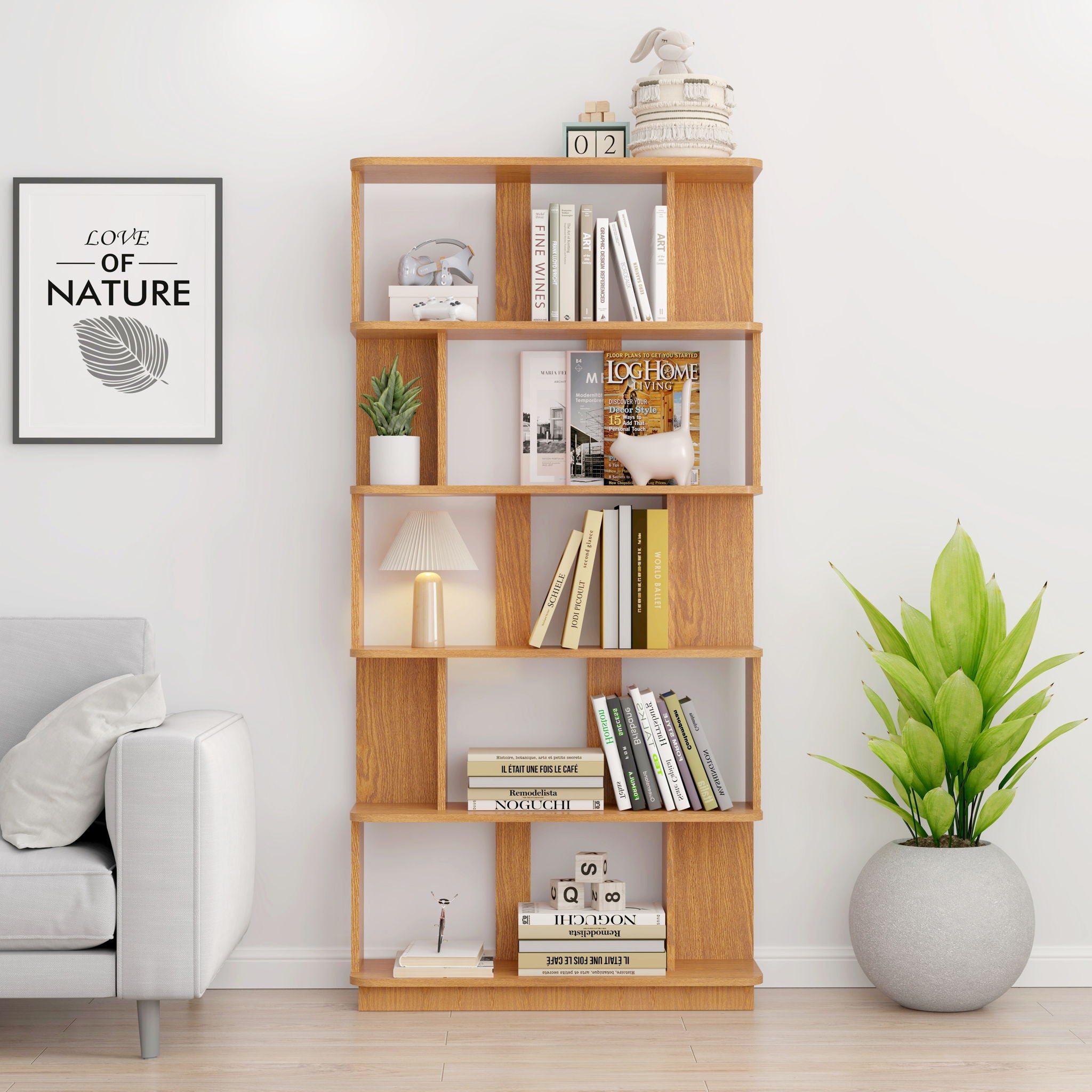 Modern 5 Tier Open Storage Bookcase