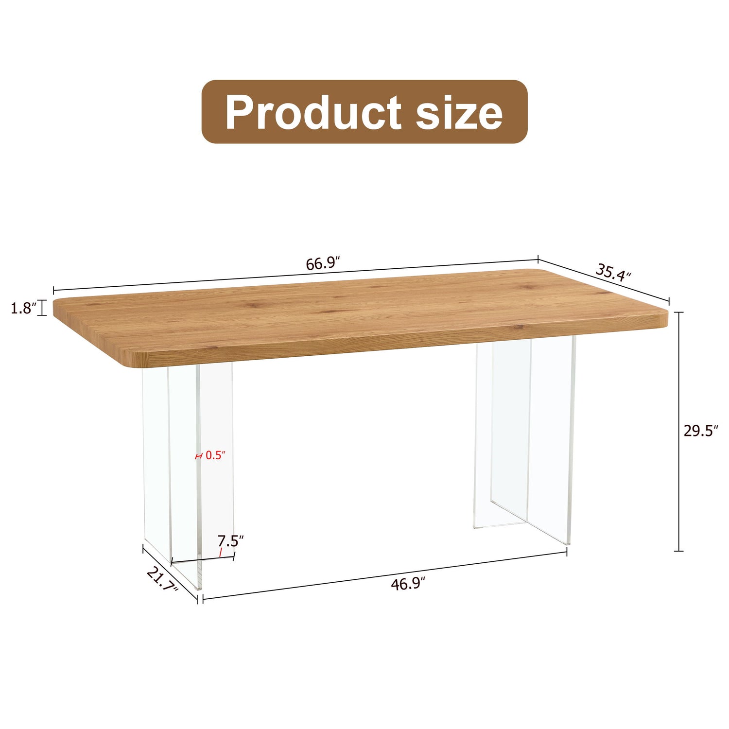 Modern Minimalist Wooden Table With Acrylic Legs
