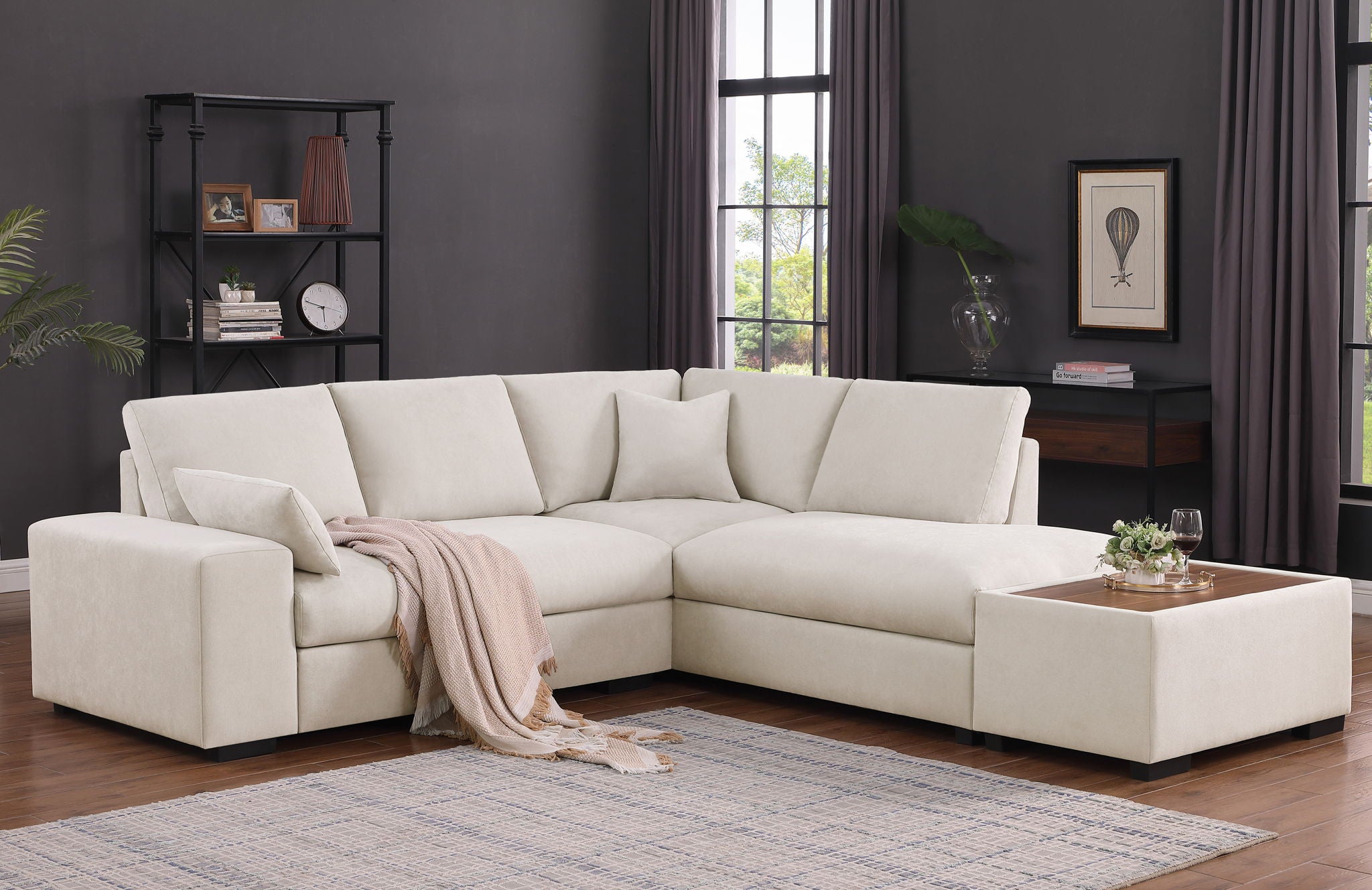 Joshua - 100&quot; Sectional Sofa with Right Facing Chaise and Console Ottoman