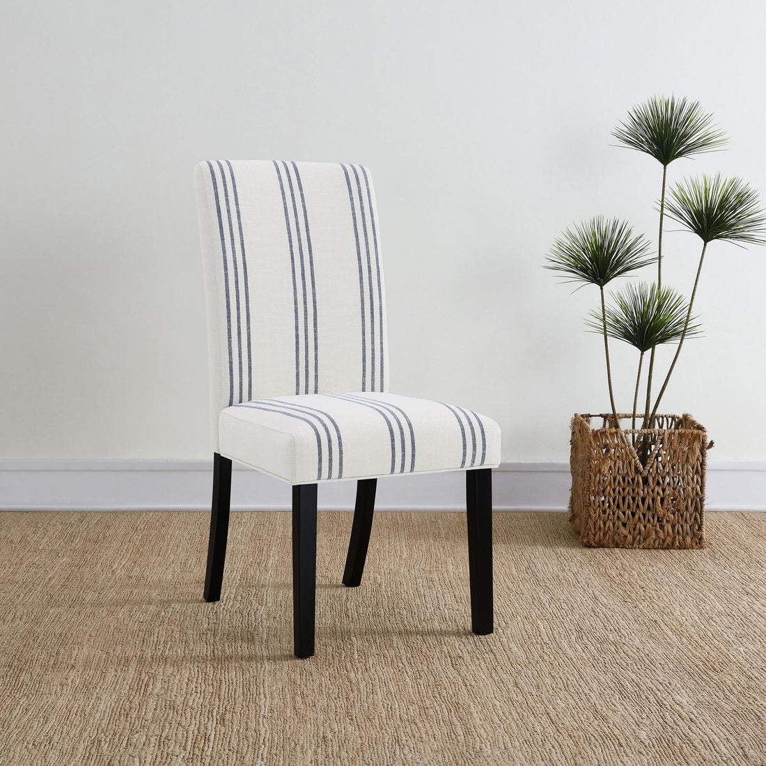 Draper - Upholstered Dining Chair (Set of 2) With Vertical Stripes - Beige
