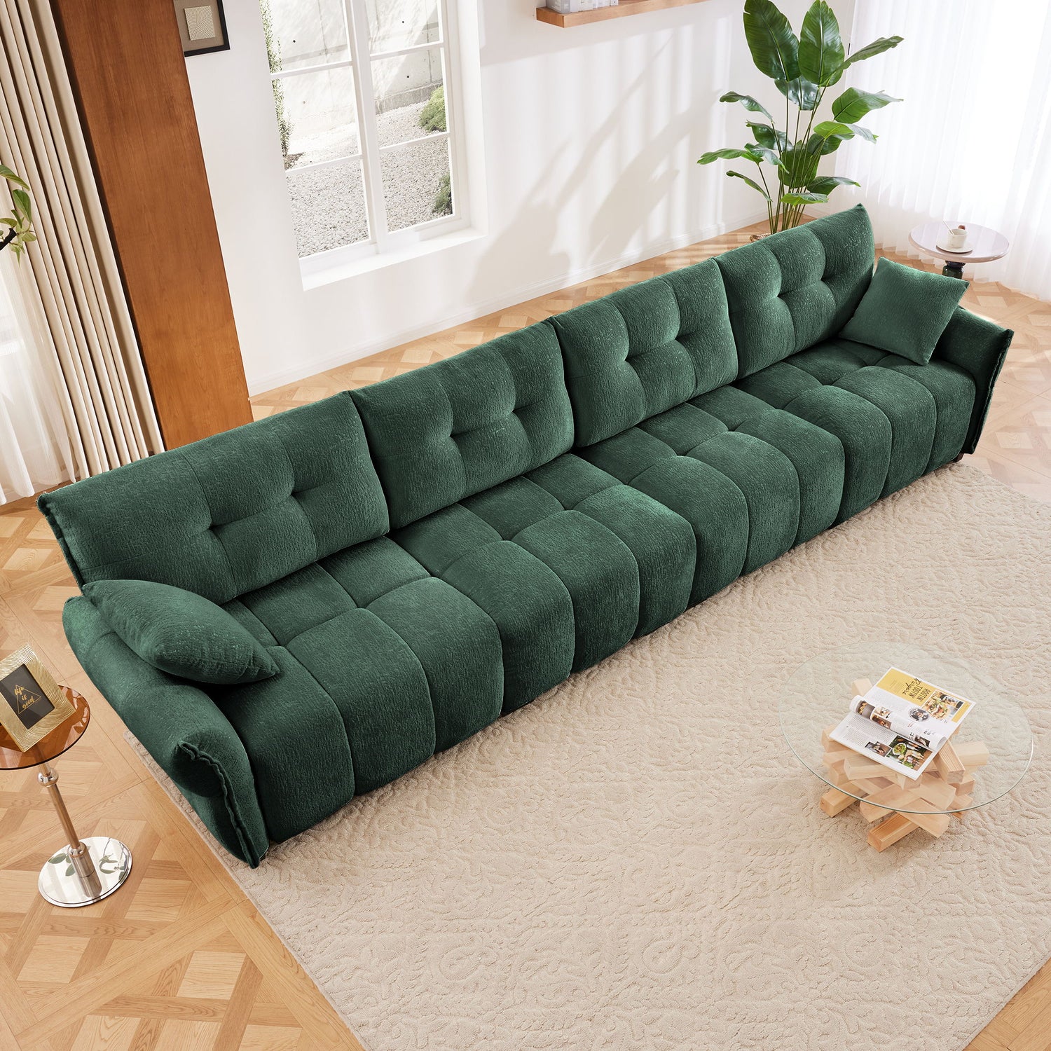 Modern Sofa &amp; Pillows, Textured Cover, High Rebound Cushions