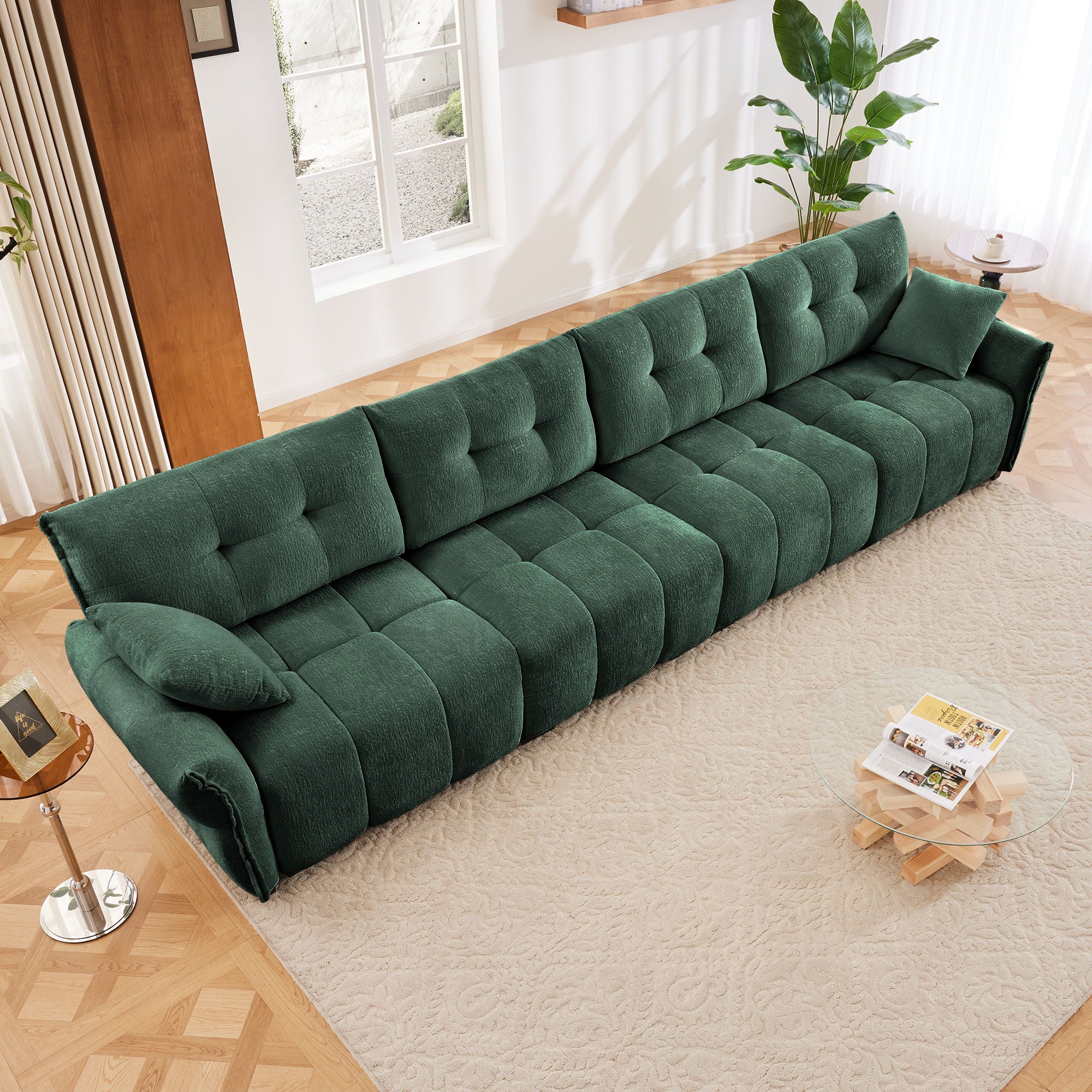 Modern Sofa &amp; Pillows, Textured Cover, High Rebound Cushions
