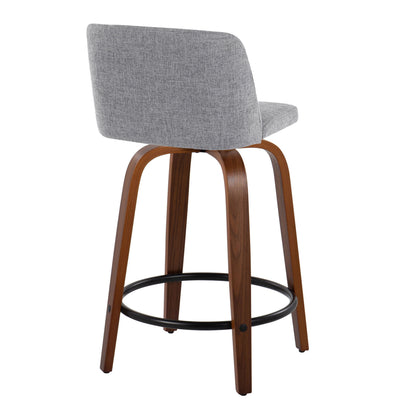 Toriano - Mid Century Modern, Fixed Height Counter Stool &amp; Swivel And Round Footrest (Set of 2)