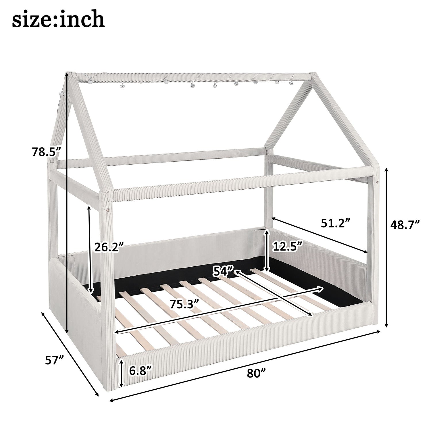 Upholstered House Style Daybed With LED Light Strips