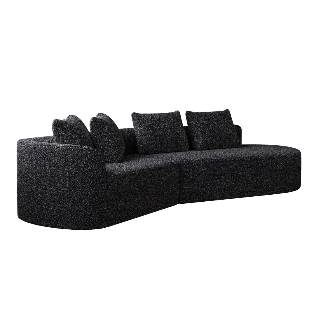 Upholstered Oversized Sectional Sofa, 4 Seater Extra Deep &amp; Wide Curved Cloud Couch With 4 Throw Pillows For Living Room - Black