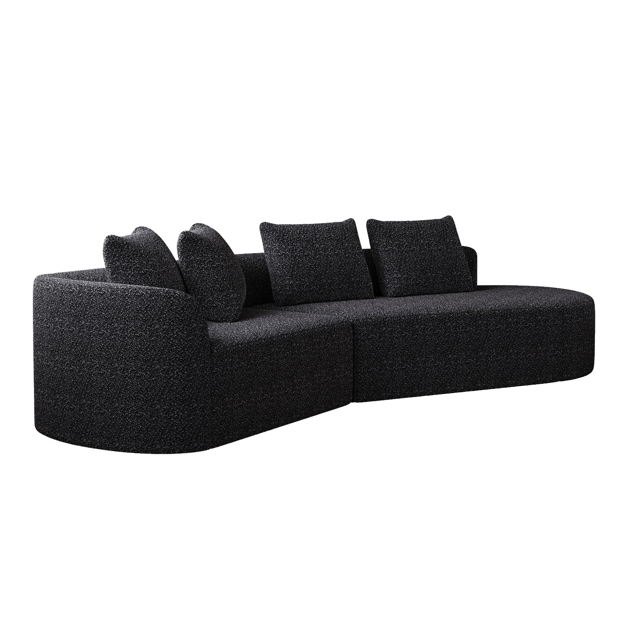 Upholstered Oversized Sectional Sofa, 4 Seater Extra Deep &amp; Wide Curved Cloud Couch With 4 Throw Pillows For Living Room - Black