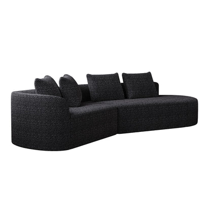 Upholstered Oversized Sectional Sofa, 4 Seater Extra Deep &amp; Wide Curved Cloud Couch With 4 Throw Pillows For Living Room - Black
