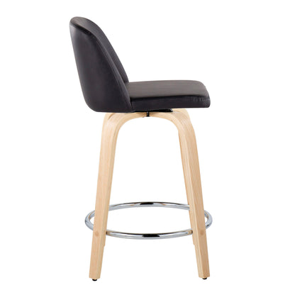 Toriano - Contemporary Fixed Height Counter Stool &amp; Swivel And Round Footrest (Set of 2)