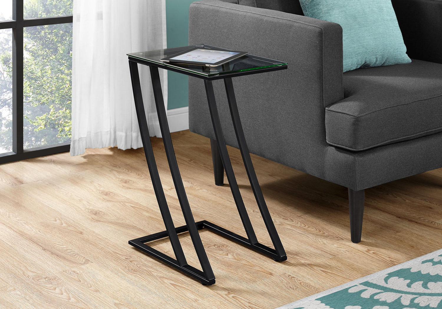 Accent Table, C - Shaped, Sturdy Construction, Contemporary &amp; Modern