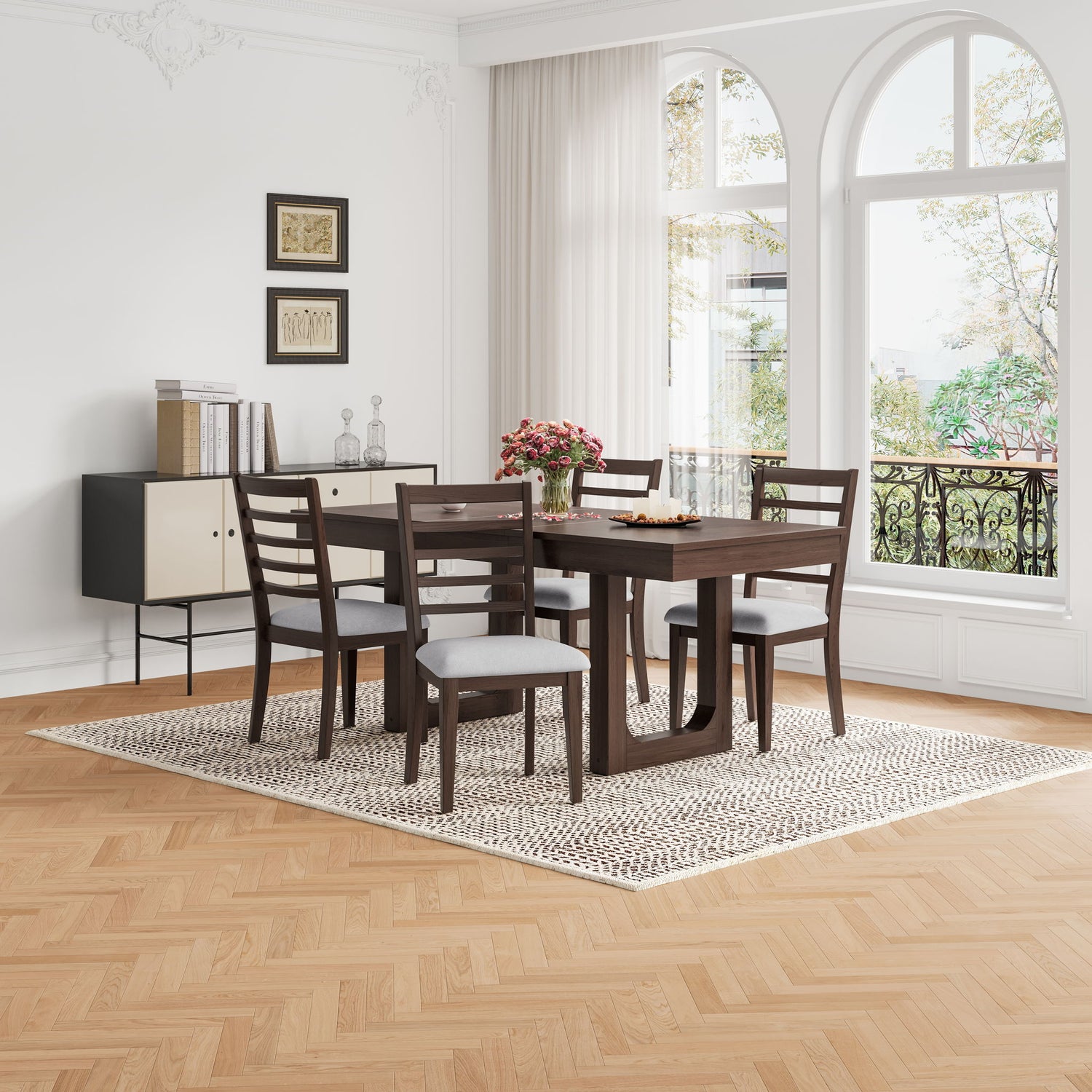 Upholstered Armless Chairs With High Ladder Back