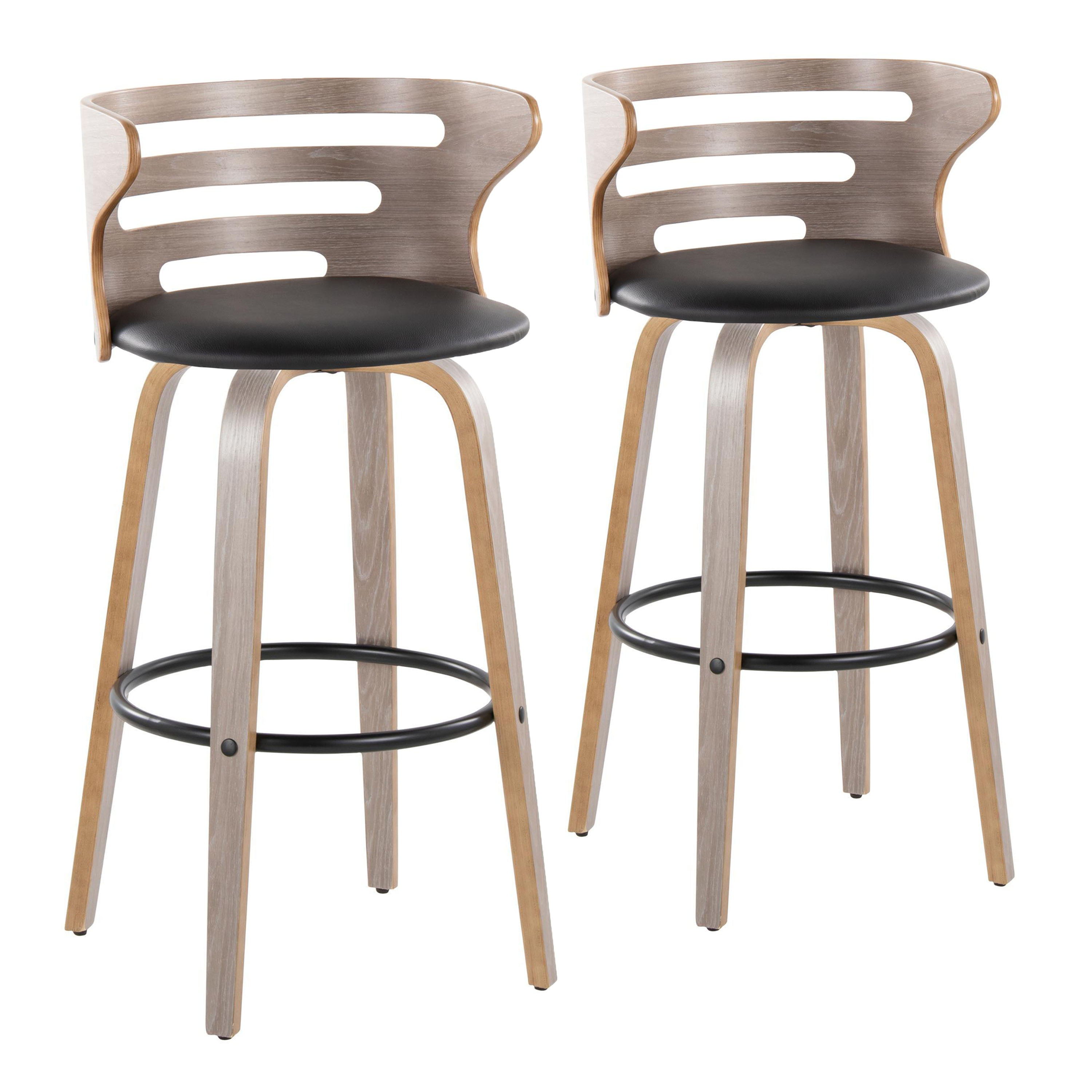 Cosini - Mid Century Modern Fixed Height, Barstool &amp; Swivel And Round Footrest (Set of 2)