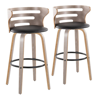 Cosini - Mid Century Modern Fixed Height, Barstool &amp; Swivel And Round Footrest (Set of 2)