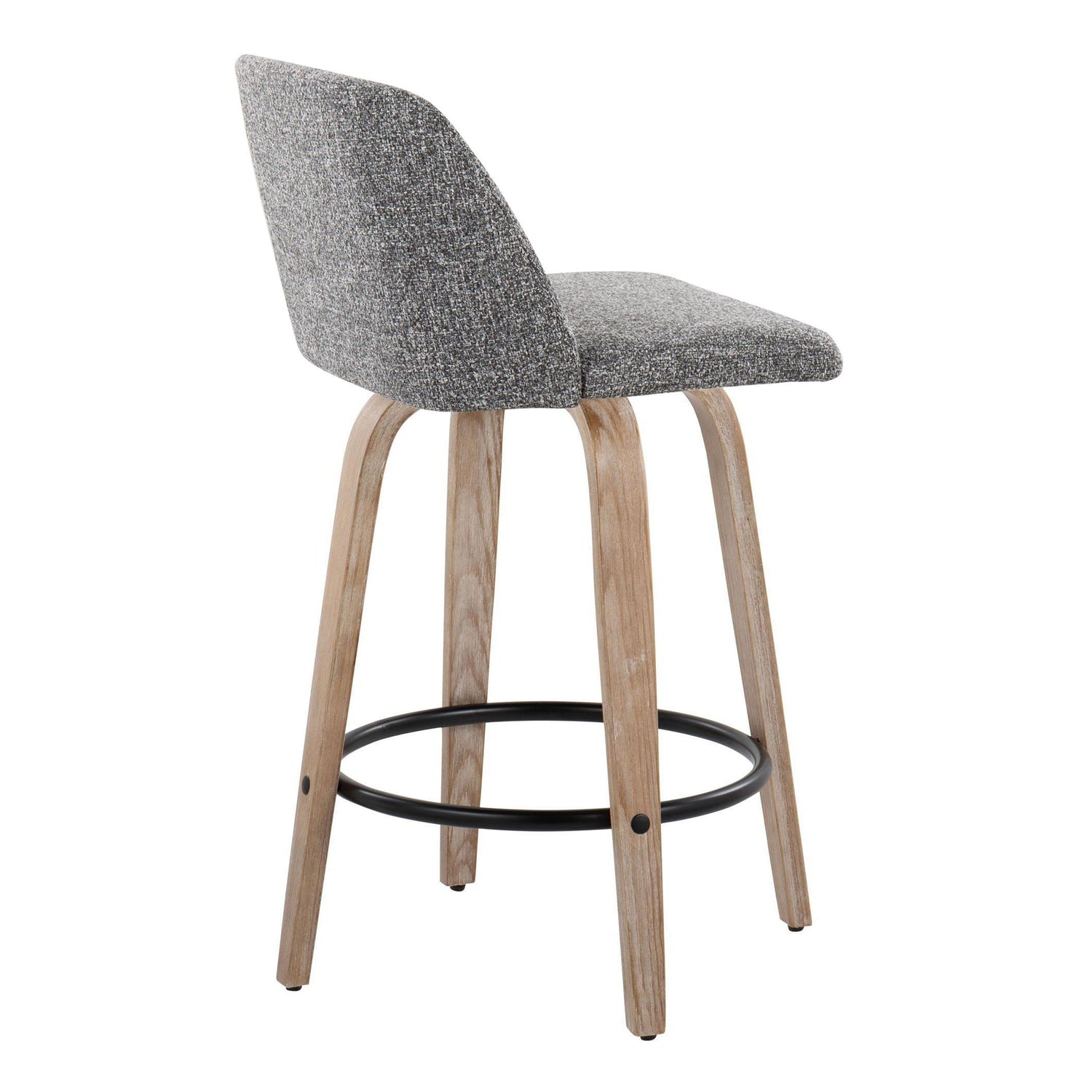 Toriano - Contemporary Fixed-Height Counter Stool &amp; Swivel With Round Footrest (Set of 2)