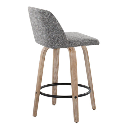 Toriano - Contemporary Fixed-Height Counter Stool &amp; Swivel With Round Footrest (Set of 2)