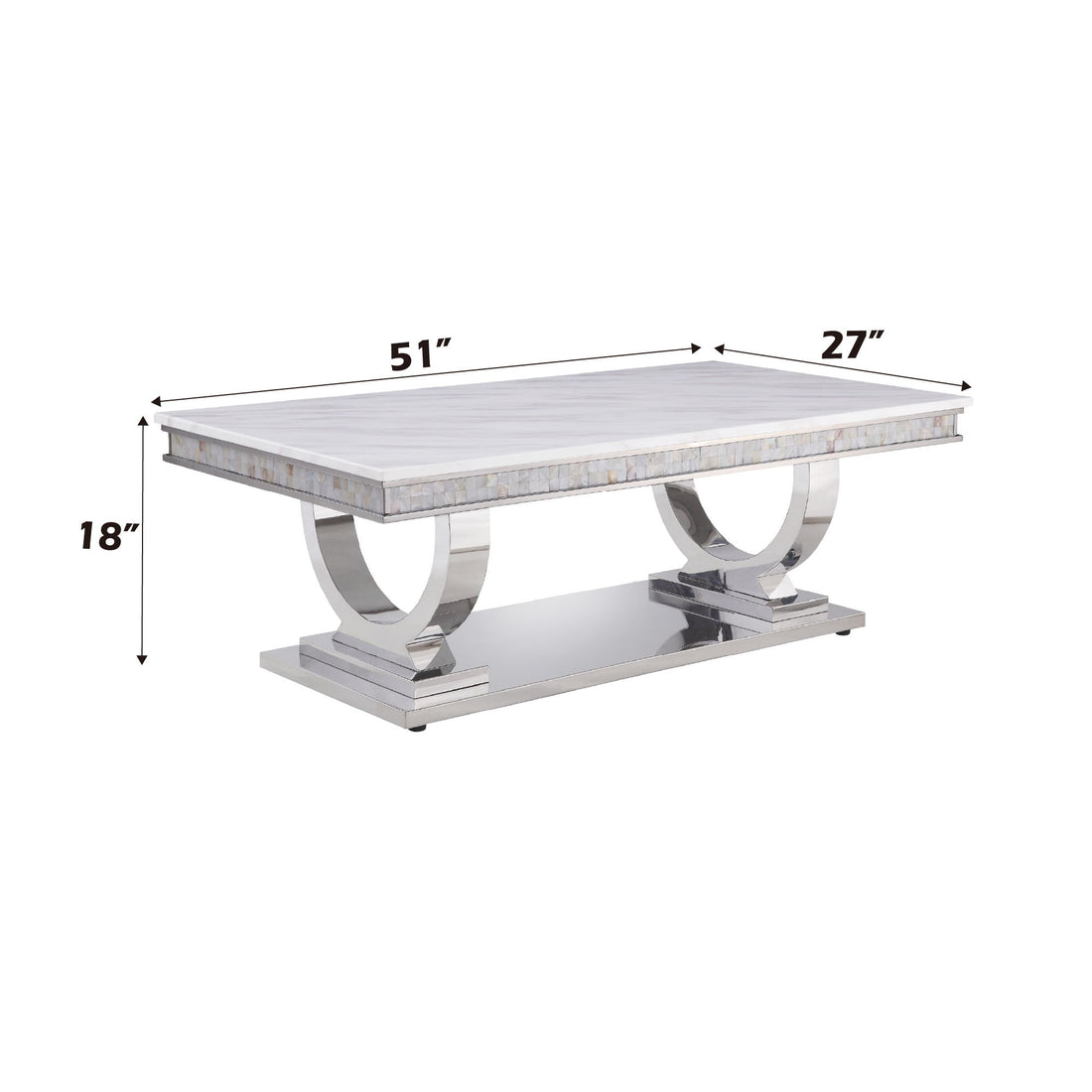 Zander - Printed Faux Marble Top &amp; Mirrored Table - Marble