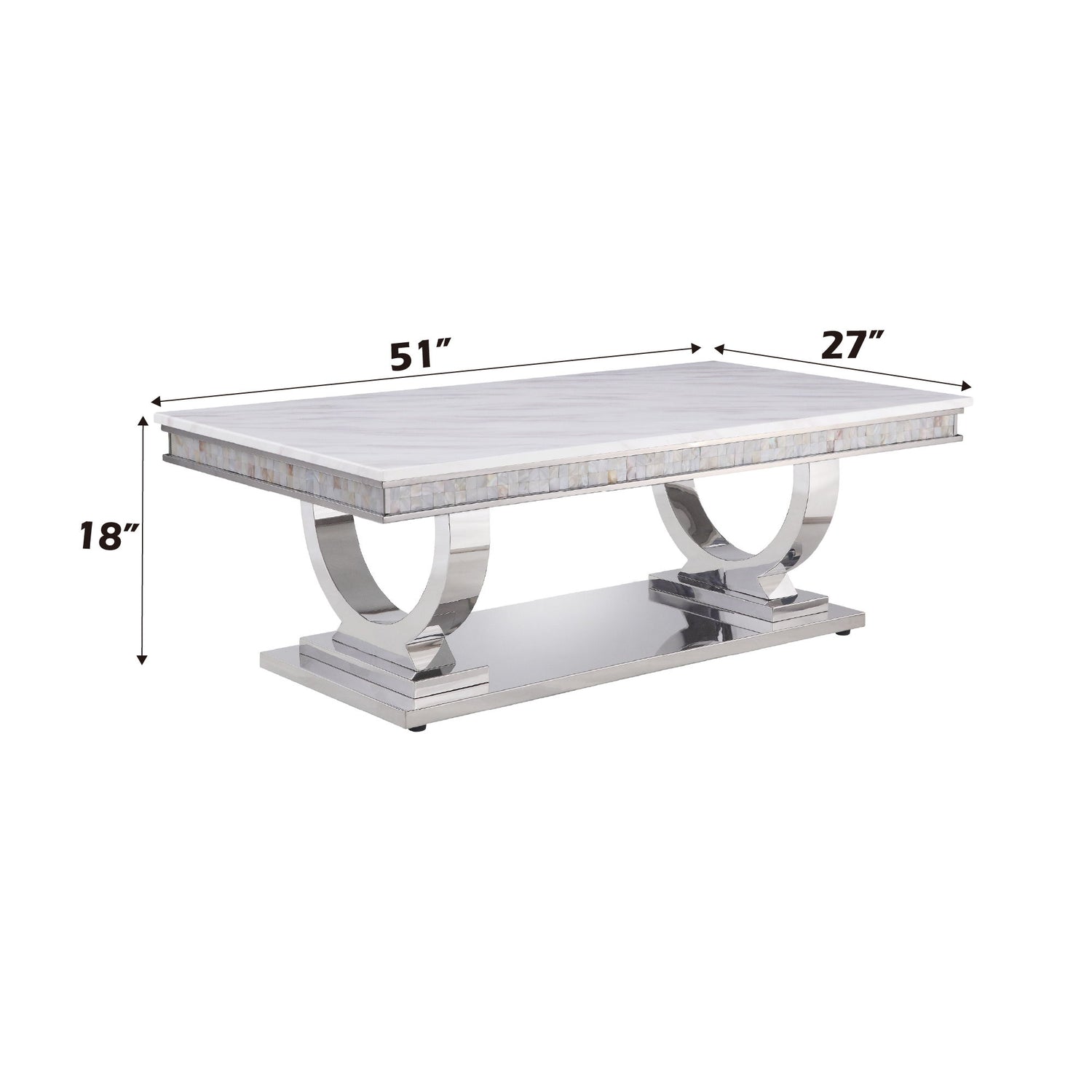 Zander - Printed Faux Marble Top &amp; Mirrored Table - Marble