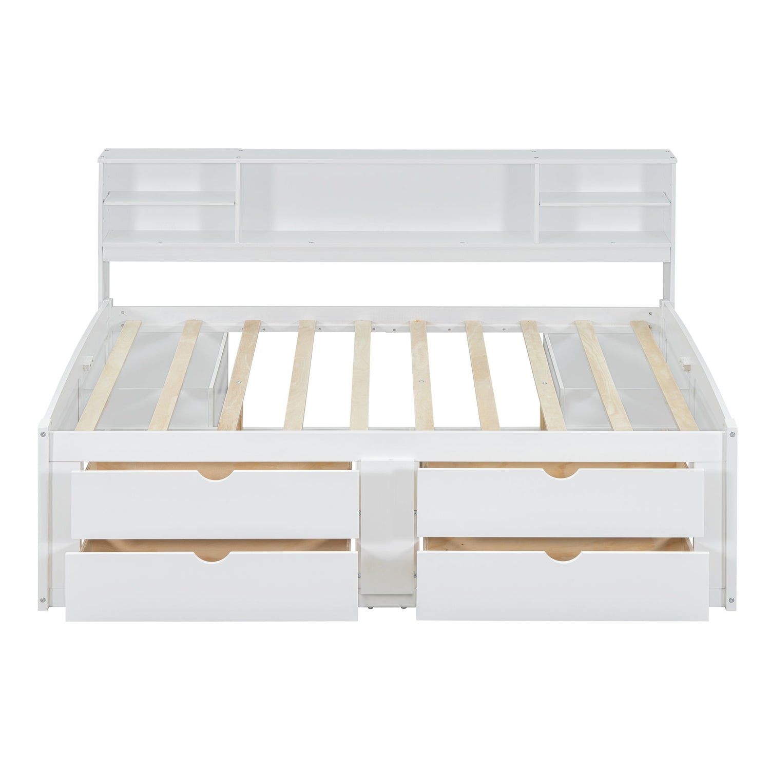 Daybed With 2 Bedside Cabinets, Upper Shelves And 4 Drawers